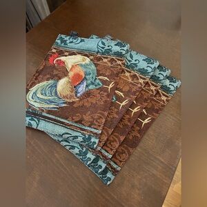 Vintage croft & barrow Rooster Woven Placemats -4